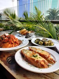 High angle view of meal served in plate