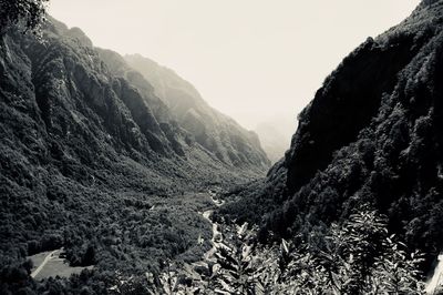 Scenic view of mountains against clear sky