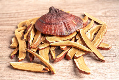 Close-up of food on table