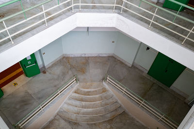 High angle view of steps in building