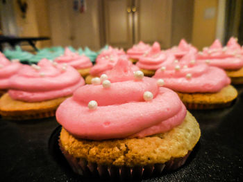 Close-up of cupcakes on plate