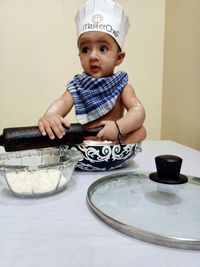 Portrait of a boy looking away