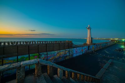 Scenic view of sea against blue sky