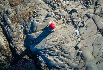 High angle view of red rock formation