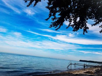 Scenic view of sea against blue sky