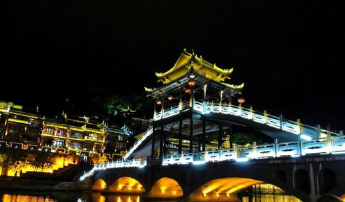 Low angle view of illuminated building