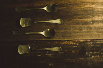 High angle view of objects on table