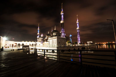 View of illuminated city at night