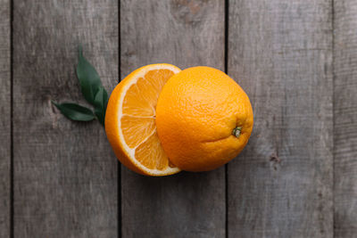 High angle view of orange on table
