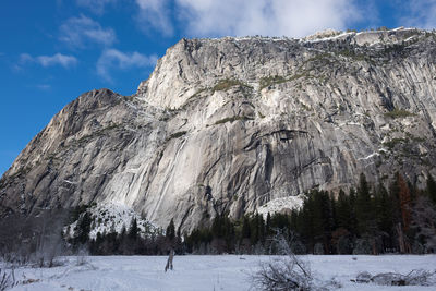 Scenic view of snow covered mountain against sky