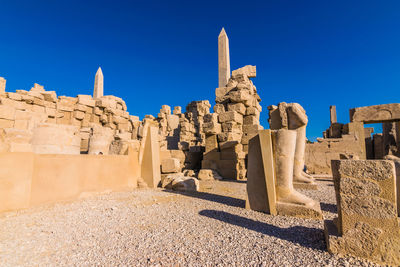 View of historical building against clear blue sky