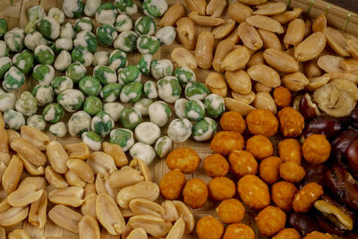 High angle view of vegetables for sale at market stall