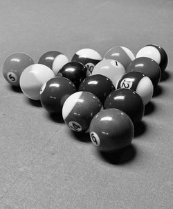 High angle view of balls on table