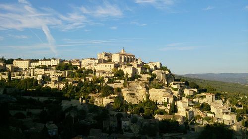 Old residential district against sky