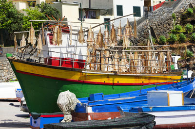 View of fish drying on boat