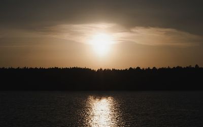 Scenic view of lake at sunset