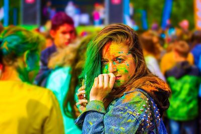 Woman playing holi 