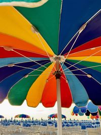 Low angle view of multi colored umbrella