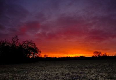 Scenic view of landscape against dramatic sky