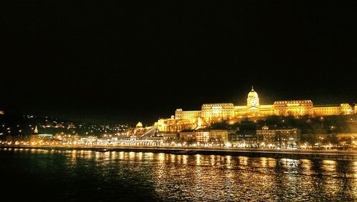 Illuminated buildings at night