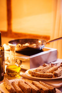 Close-up of food on table