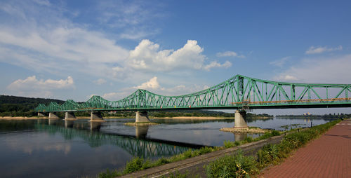 Bridge over calm river against sky, wloclawek, poland