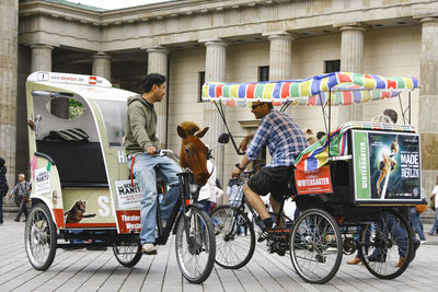 Bicycles on road in city