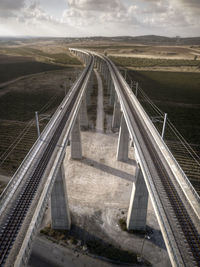 High angle view of bridge over road