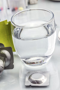 Close-up of drink in glass on table