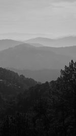 High angle view of mountains against sky