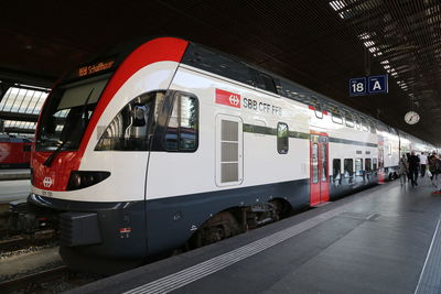 Train at railroad station platform