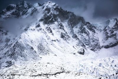 Scenic view of snow covered mountains
