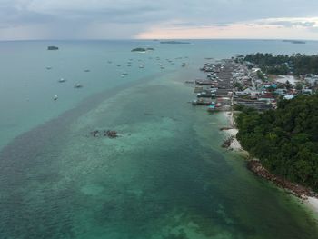 High angle view of sea against sky