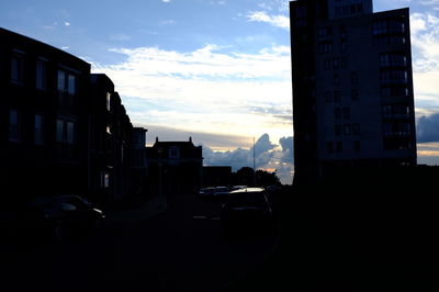 View of buildings at sunset