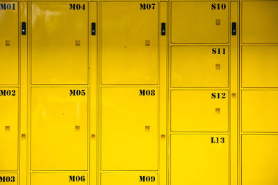 Full frame shot of yellow locker