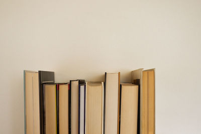 Close-up of books against white background