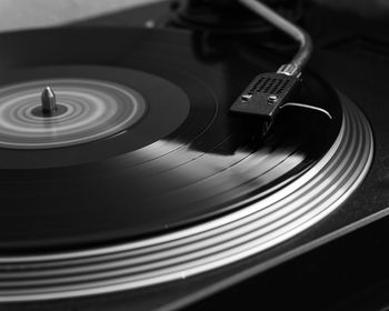 Close-up of record player needle