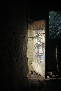 Graffiti on wall of abandoned building