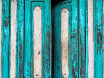 Full frame shot of blue metal door