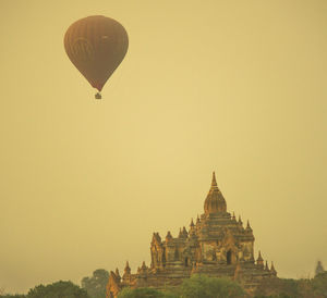 View of hot air balloon against clear sky