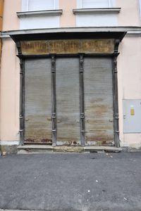 Closed door of building