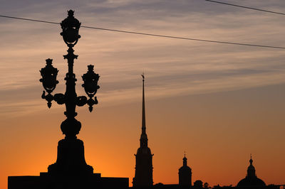 Low angle view of silhouette building against sky during sunset