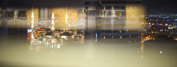Panoramic view of restaurant glass window