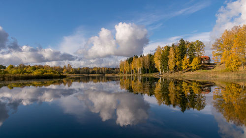 Scenic view of lake against sky