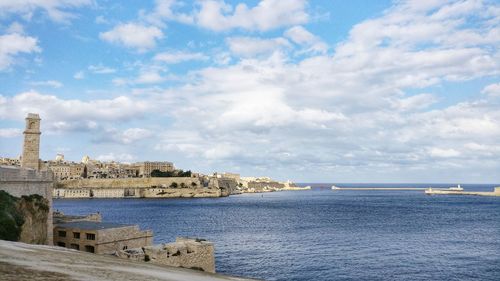 View of sea against cloudy sky