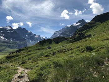 Scenic view of mountains against sky