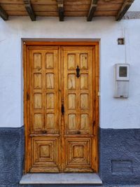 Closed door of old building