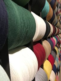 Full frame shot of colorful thread spools