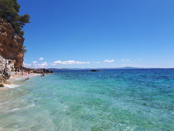 Scenic view of sea against blue sky