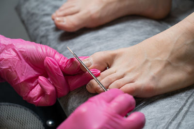 Cropped image of man working on table